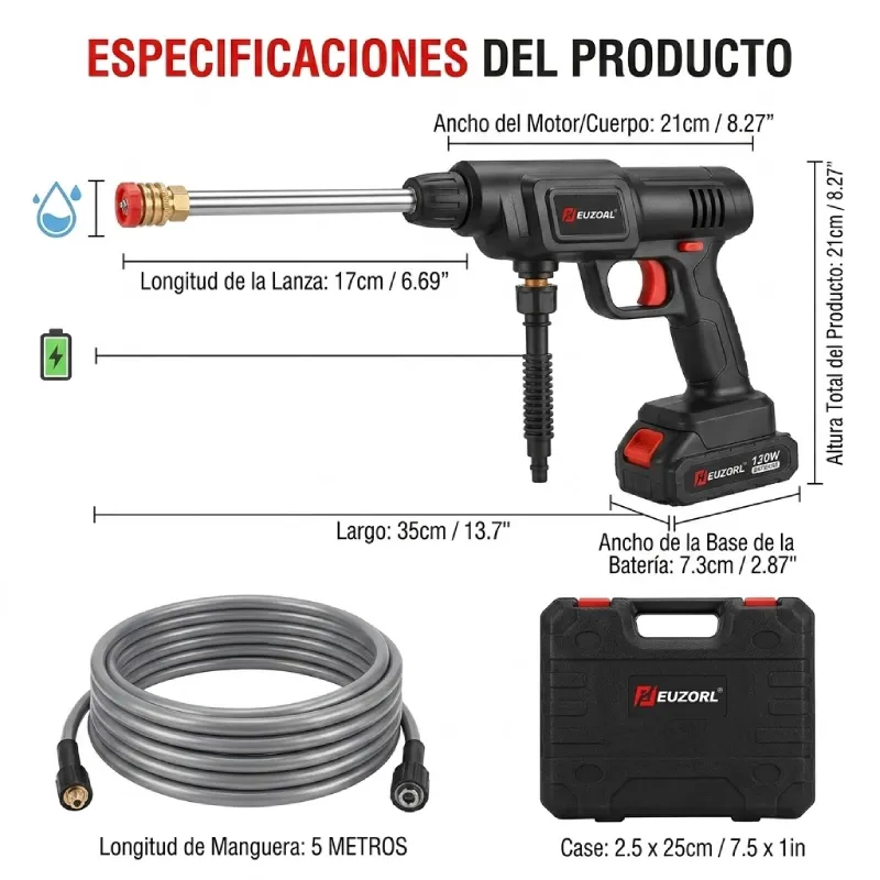 💦 Hidrolavadora 6 Boquillas 48V 2 Baterías